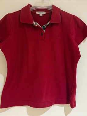 Burberry Deep Red Polo with Signature Embroidery, size S